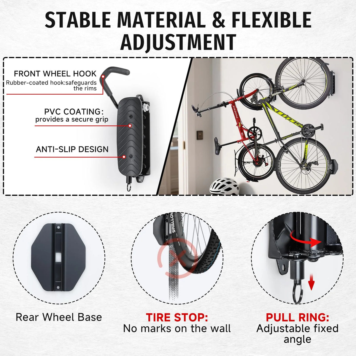 Rotating Bike Hanger Wall Mount Bike Rack, 66 lbs Capacity M71140