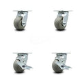 4 inch Thermoplastic Rubber Swivel Caster Set with Roller Bearings 2 Brakes V44772