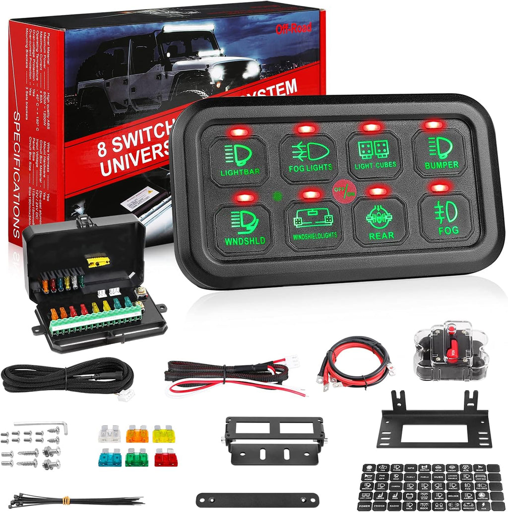 8 Gang Switch Panel with Touch Control and Harness K18612