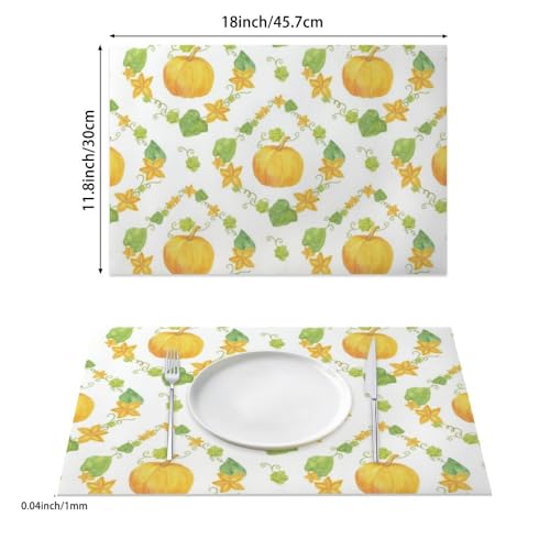 Fall Gourd Pattern Faux Leather 12 X 18 Inch 6Pc Placemat Set A532