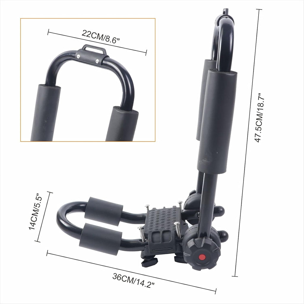 1 Pair Foldable J-Bar Kayak Roof Rack Carrier for SUV Truck Crossbars M148