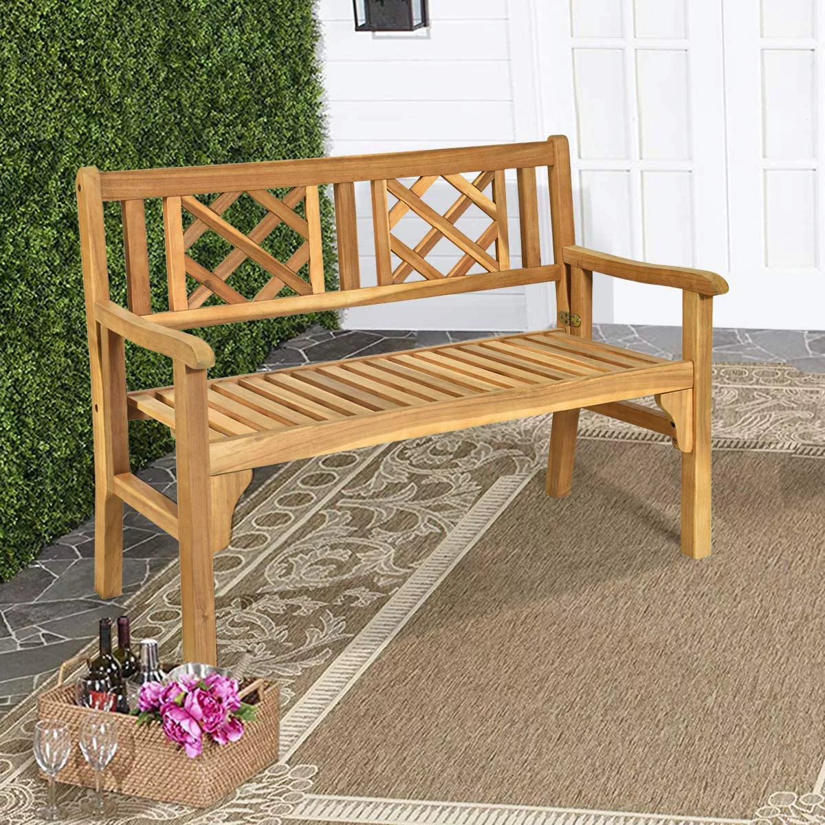 4 Ft Teak Acacia Wooden Patio Bench Q1039