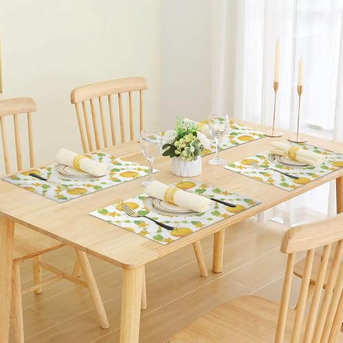 Fall Gourd Pattern Faux Leather 12 X 18 Inch 6Pc Placemat Set A532