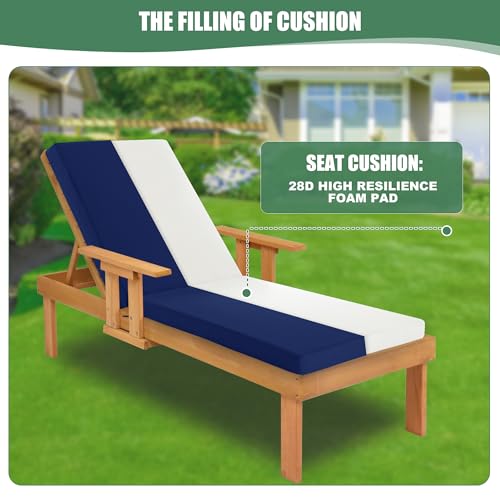 Waterproof Fade Resistant Outdoor Chaise Lounge Cushions Set of 2 Teal 72 x 21 x 3 Inch Z68589