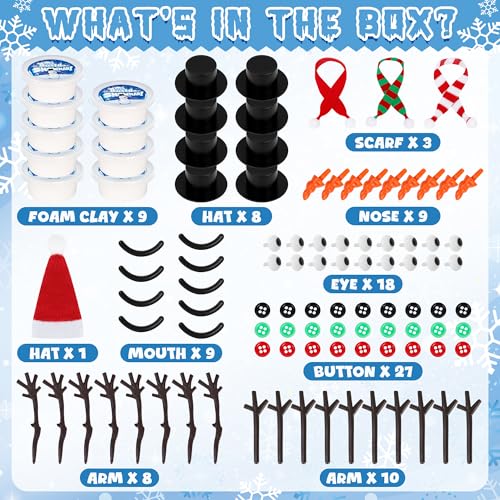 120 Pack Christmas Crafts DIY Snowman Making Kit with Air Dry Clay I52402