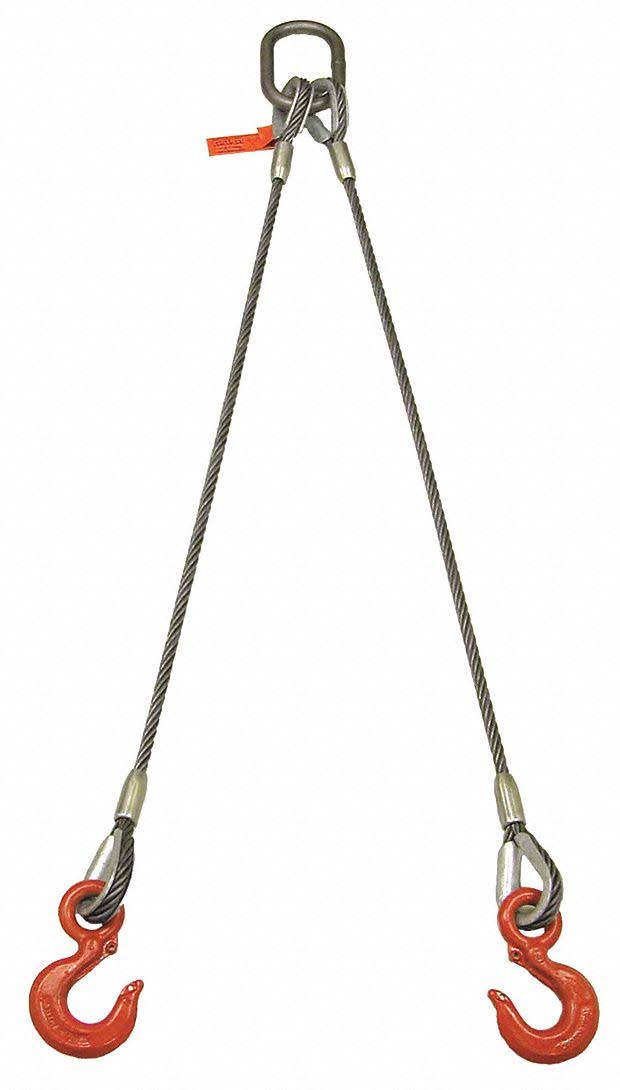 Wire Rope Sling, 17 ft L, 2200 lb Capacity R413950