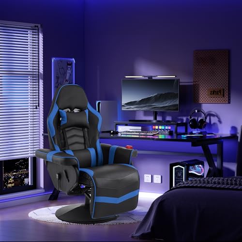 Black Blue Reclining Gaming Chair with Footrest R155220