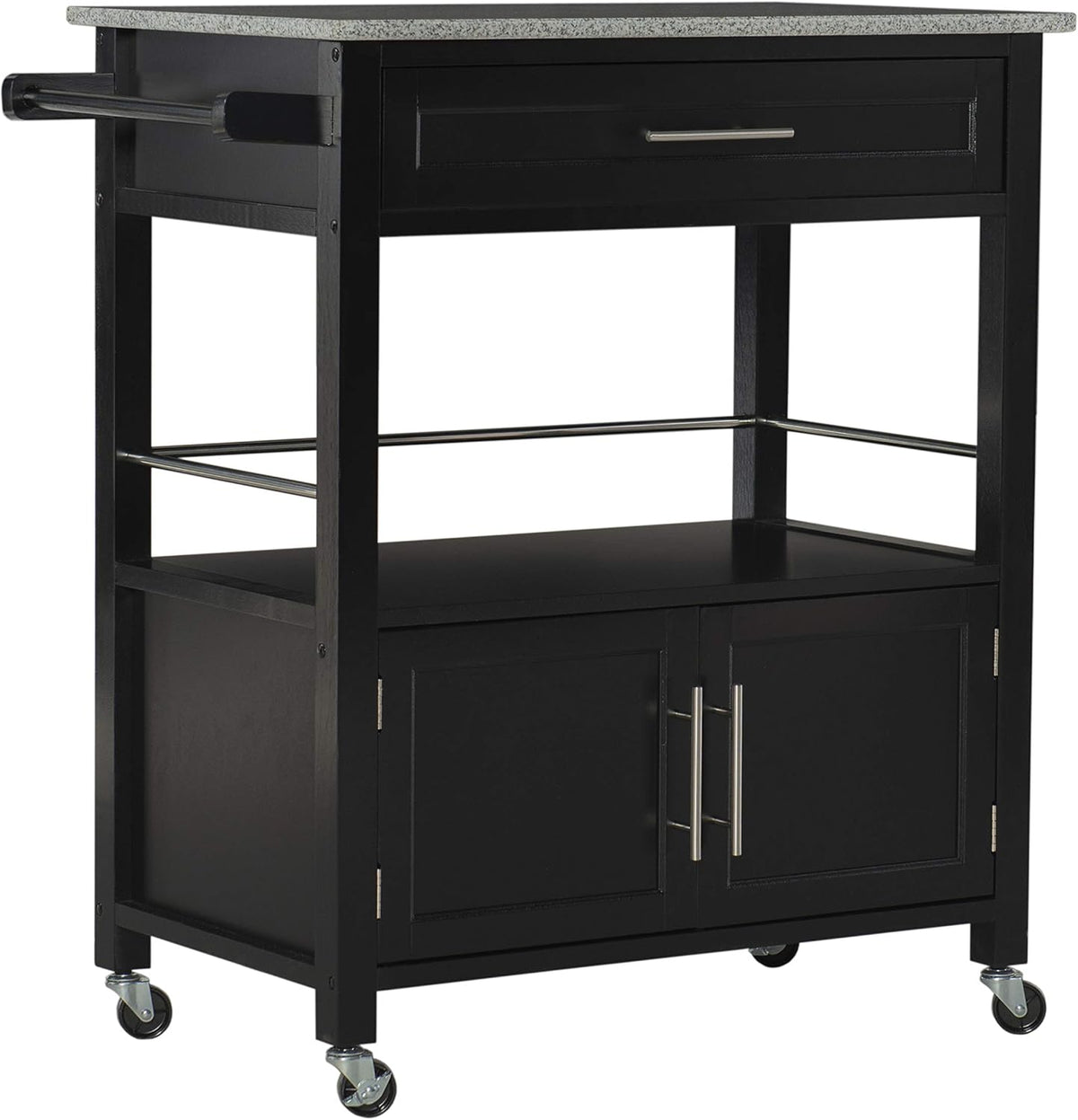 Granite Top Kitchen Cart, Black D934073