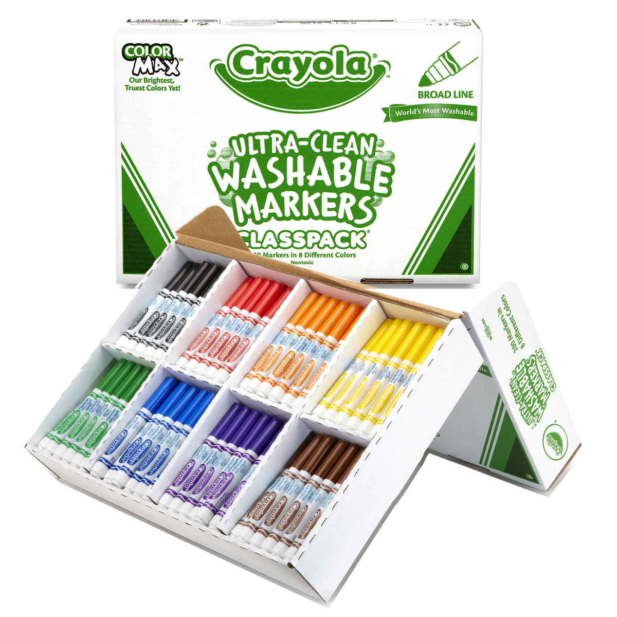 Washable Markers Broad Point Assorted 200 Box W3519