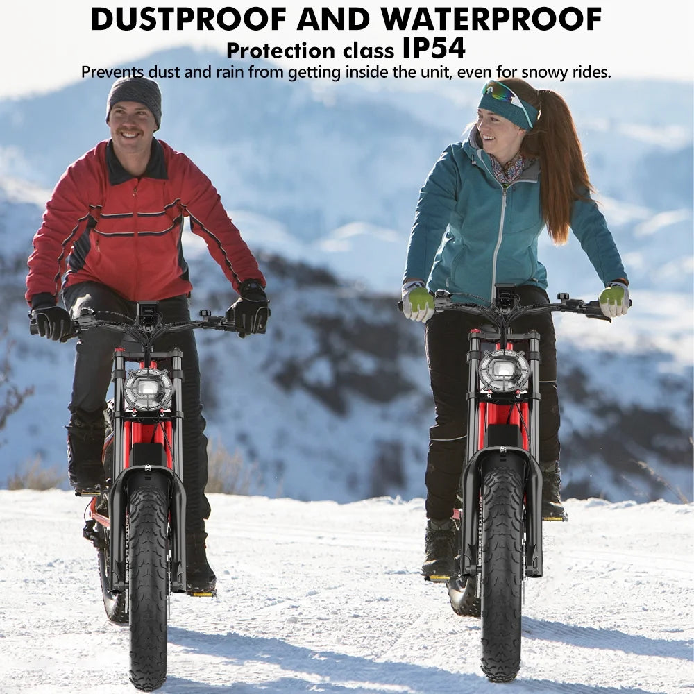 20 Fat Tire 1200W Electric Bike with Removable Battery Red O829