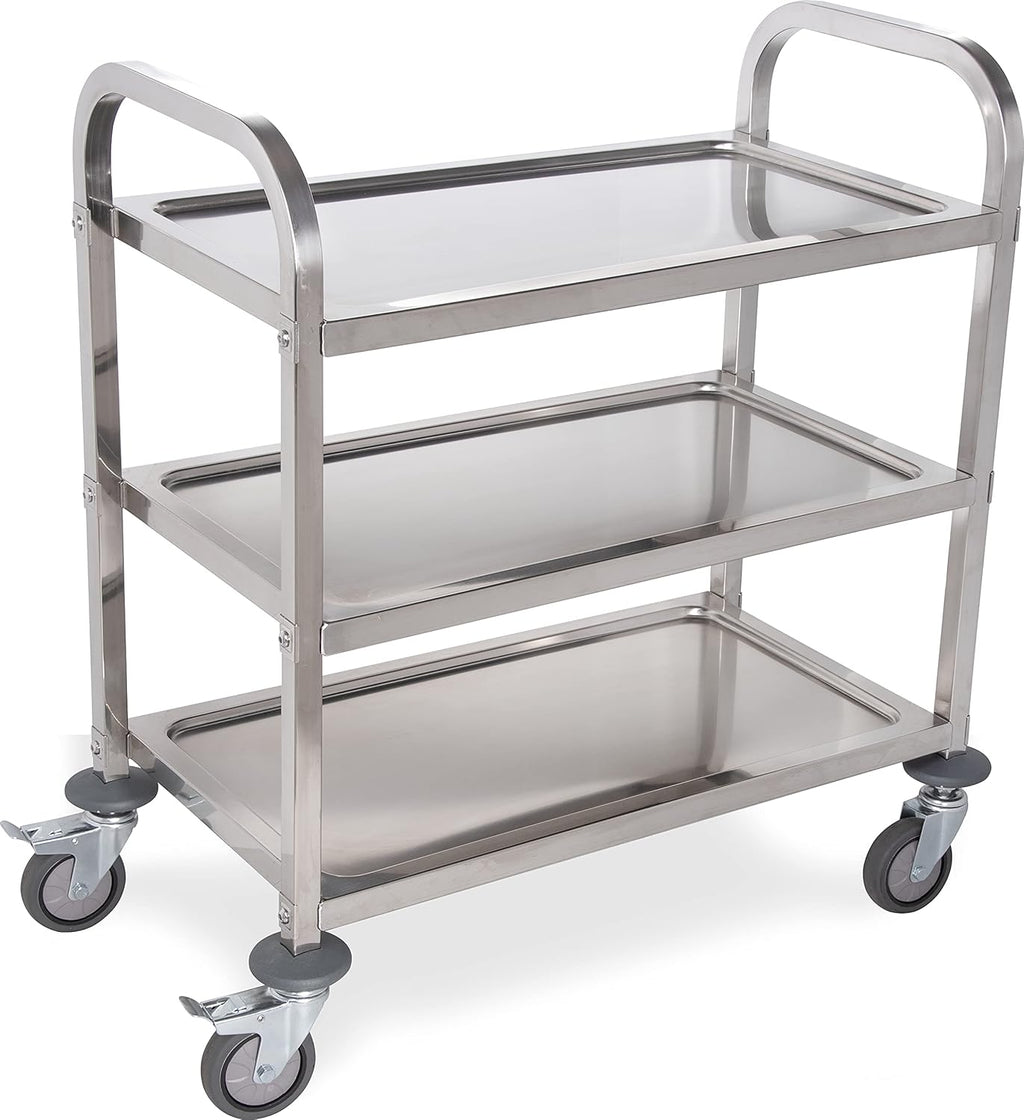 3 Shelf Stainless Steel Utility Cart, 400 Pound Capacity M94739