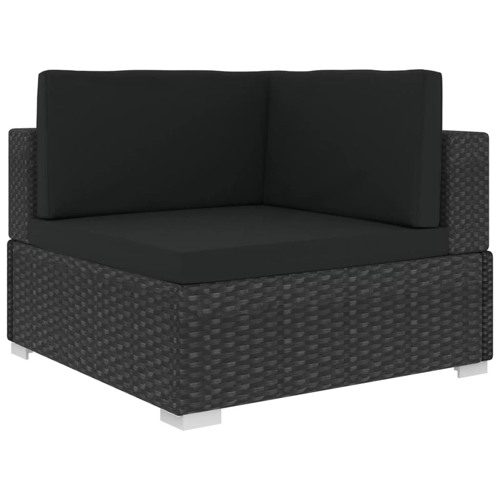 8 Piece Black Poly Rattan Patio Lounge Set with Cushions B45021