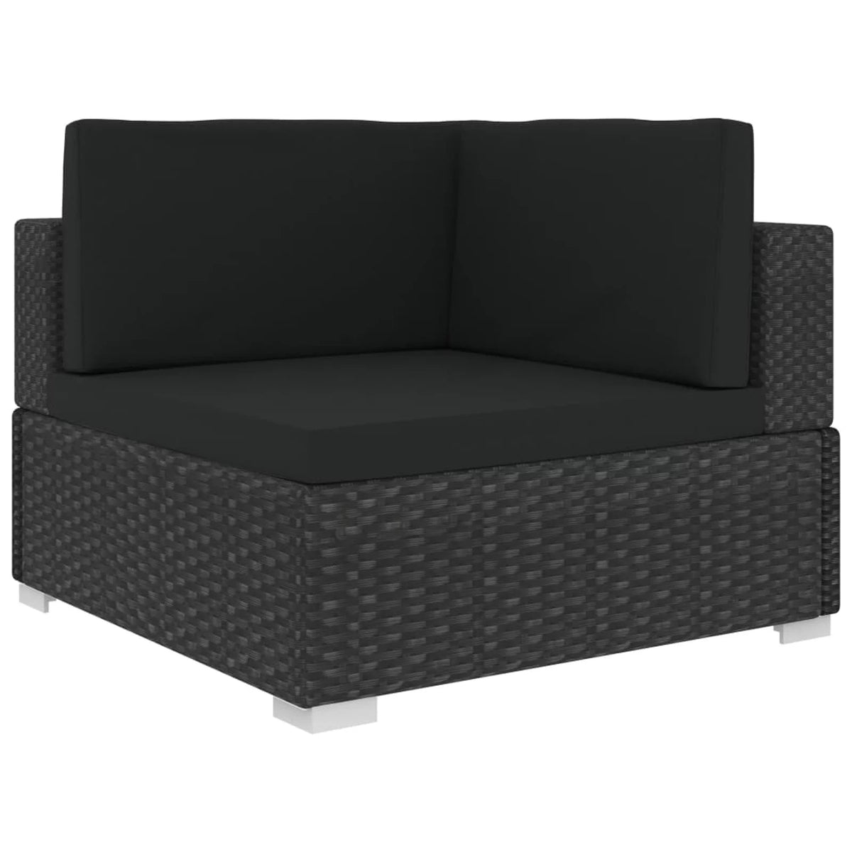 8 Piece Black Poly Rattan Patio Lounge Set with Cushions B45021