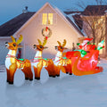 12 FT LED Lighted Santa on Sleigh with Reindeers and Gift Boxes Inflatable Decoration V8587