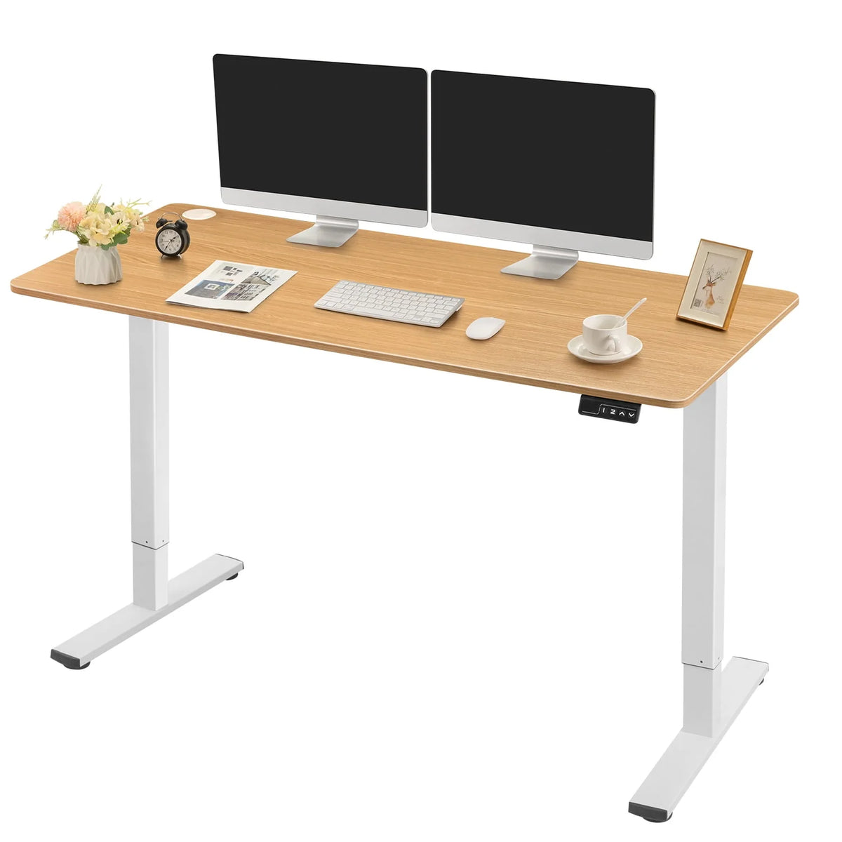 Electric Height Adjustable Standing Desk with Memory Preset, White S1604