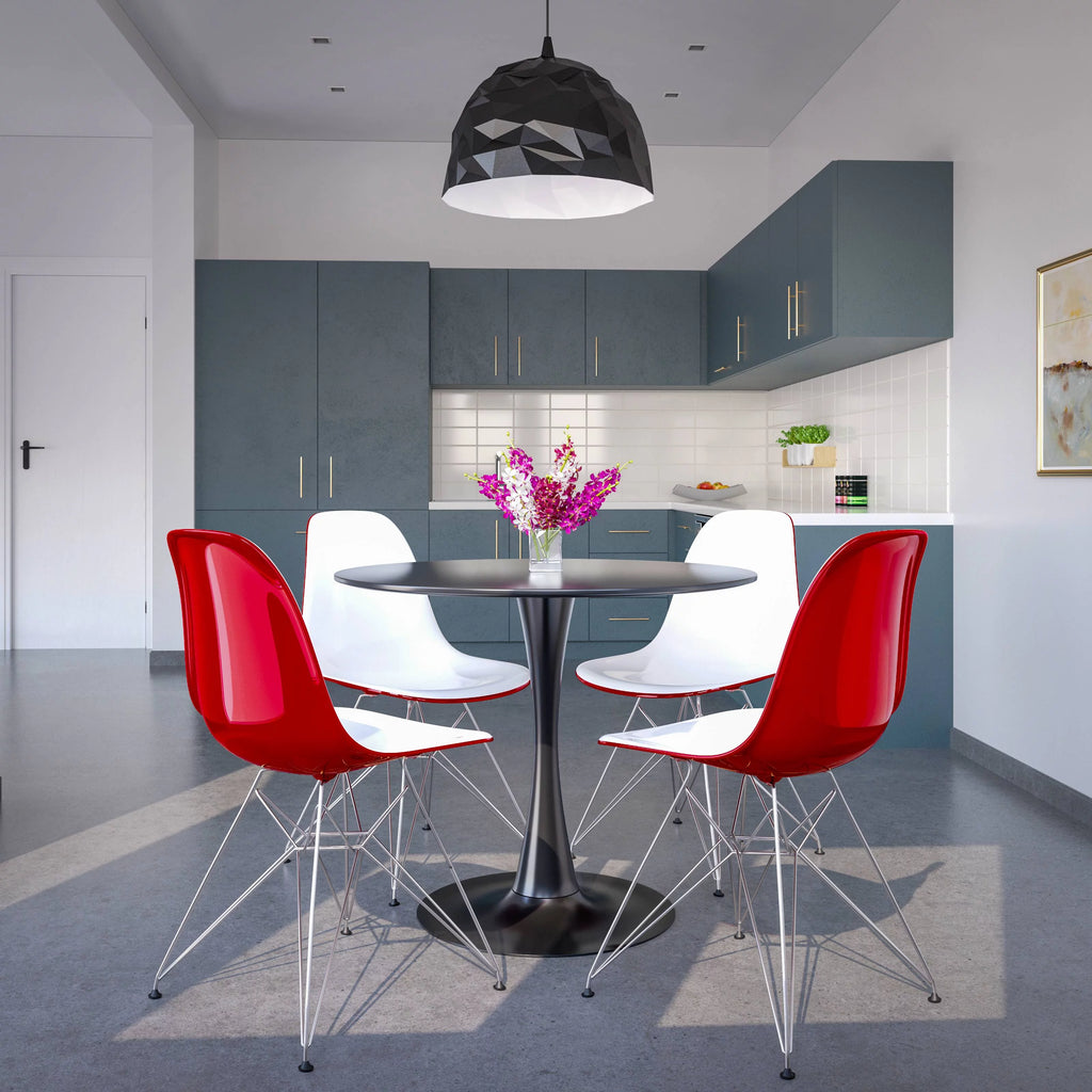 White Red Set of 2 Dining Side Chair M32340