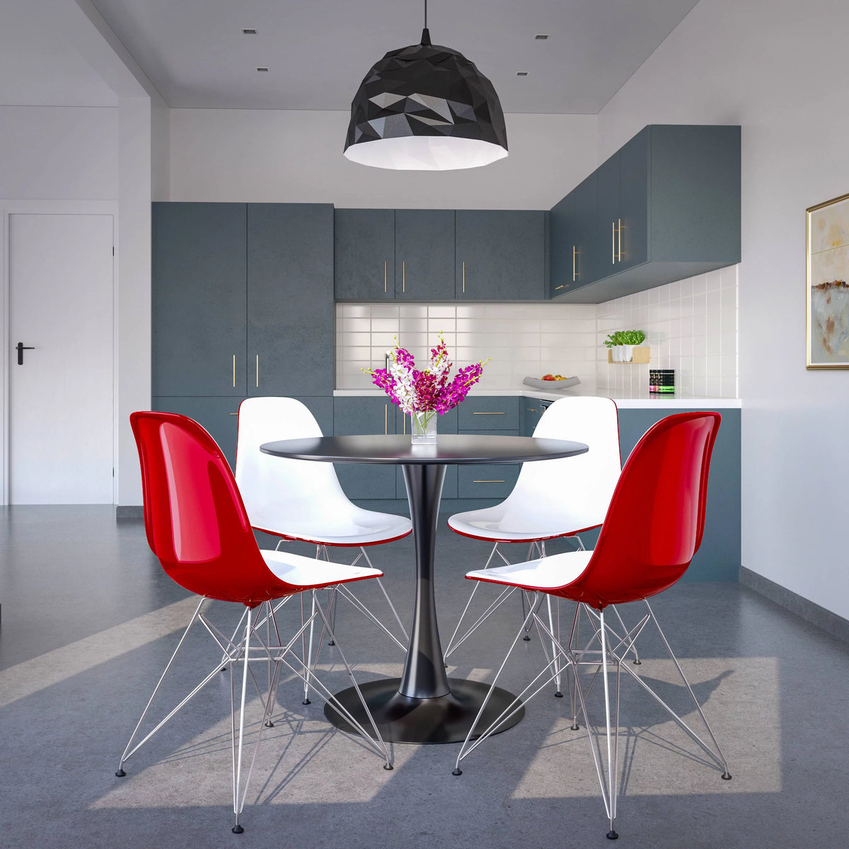 White Red Set of 2 Dining Side Chair M32340