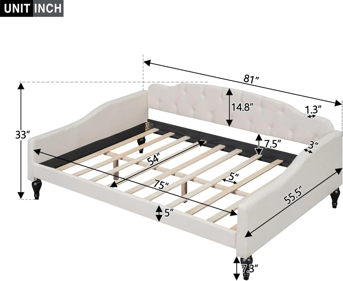 Beige Upholstered Full Size Daybed Frame I85860