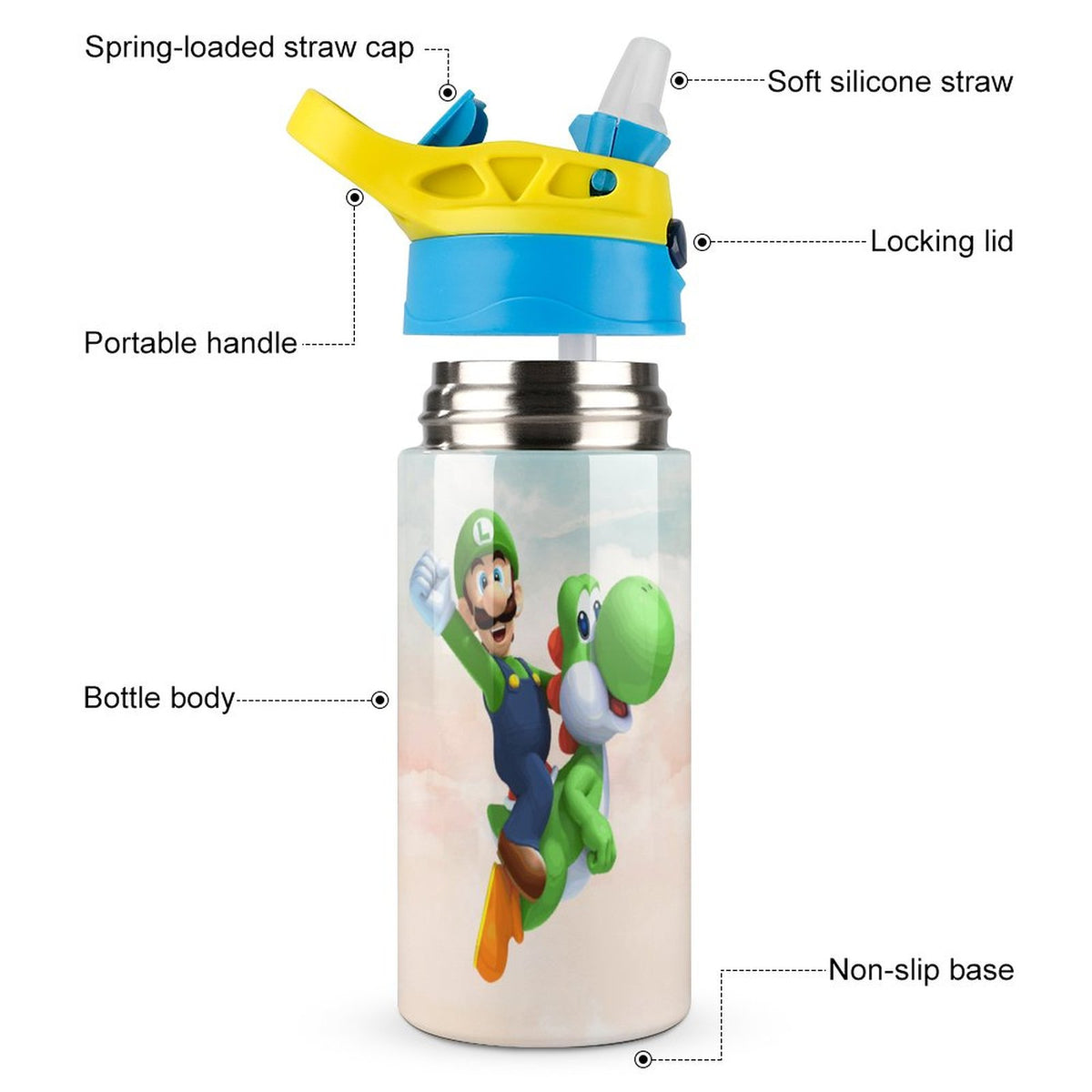 Insulated Water Bottle with Straw Stainless Steel Cup C130