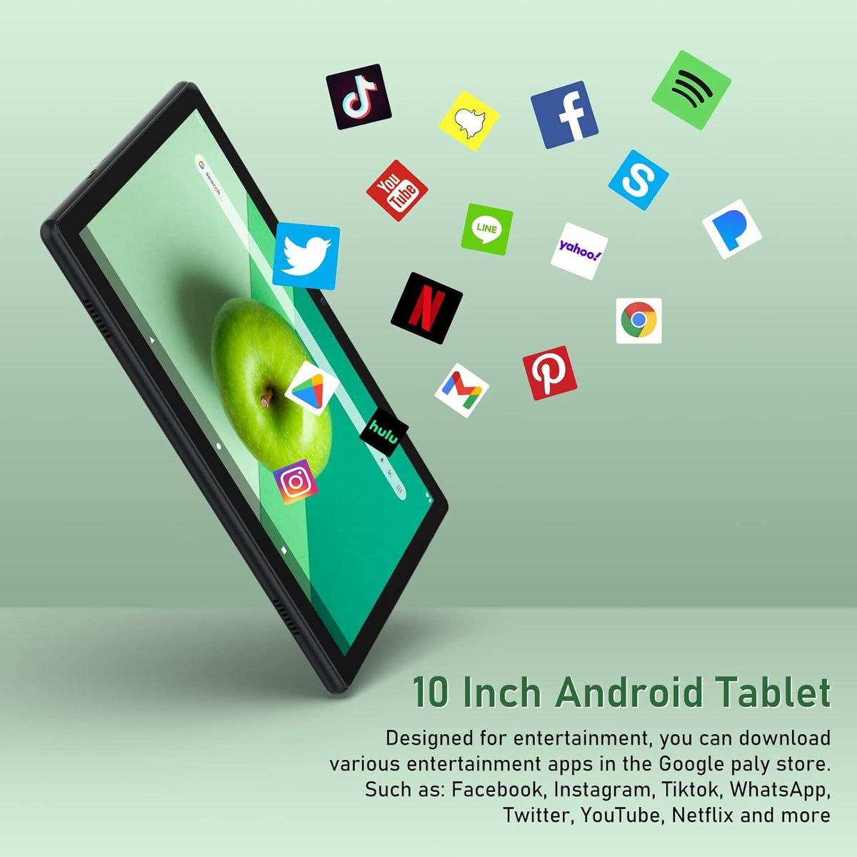 Black Android Tablet 10.1" 32GB Storage WiFi Bluetooth 4.2 L144049