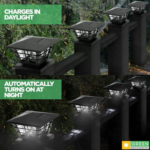 12 Pack Solar Powered Post Cap Light with 4x4 Base Adapter Q6270