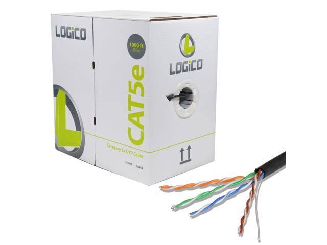 Cat5e Ethernet Cable UTP 1000ft Black Solid Bulk B823