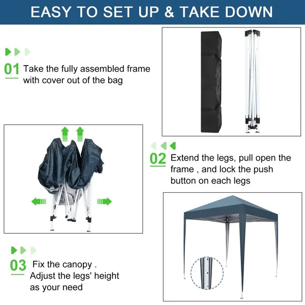 2 x 2m Waterproof Folding Tent Blue C773