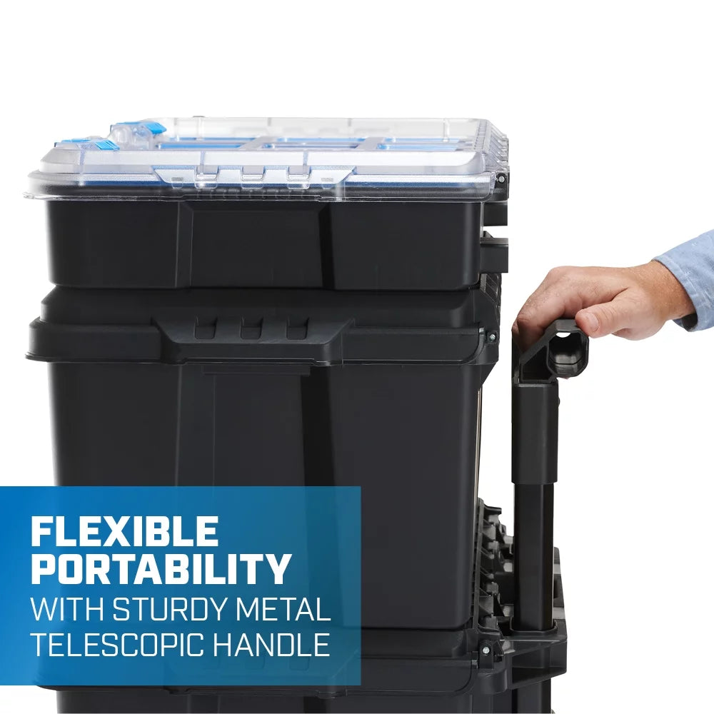 3 Piece Resin Plastic Modular Toolbox System B7317