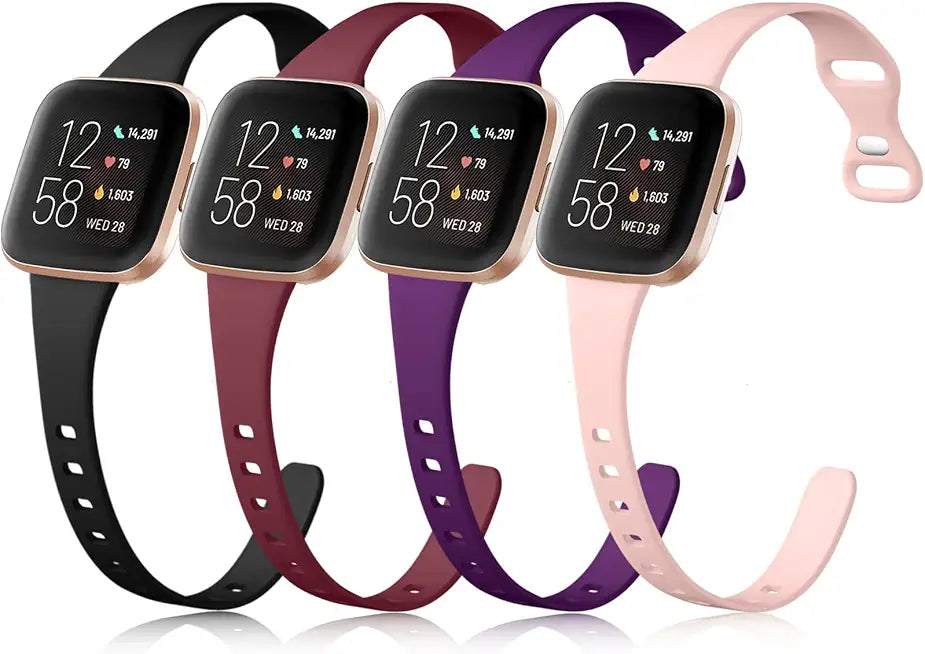 4 Pack Silicone Bands for Fitbit Versa Small Black Pink Sand Wine Red D965685