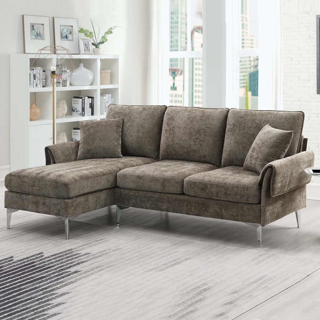 Modern Convertible Sectional Sofa with Reversible Chaise Lounge Espresso T25150