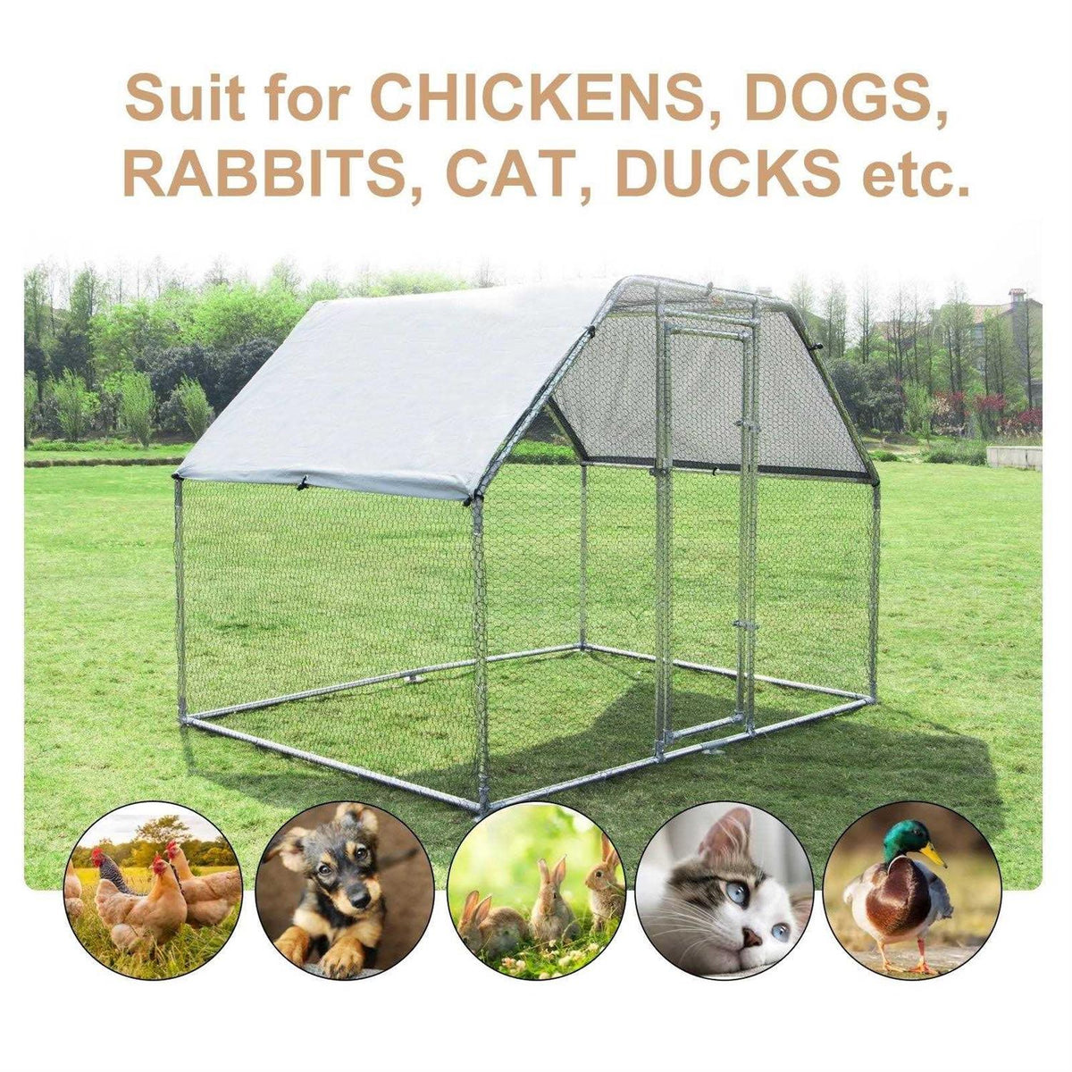 Galvanized Metal Chicken Coop with Cover Z872405