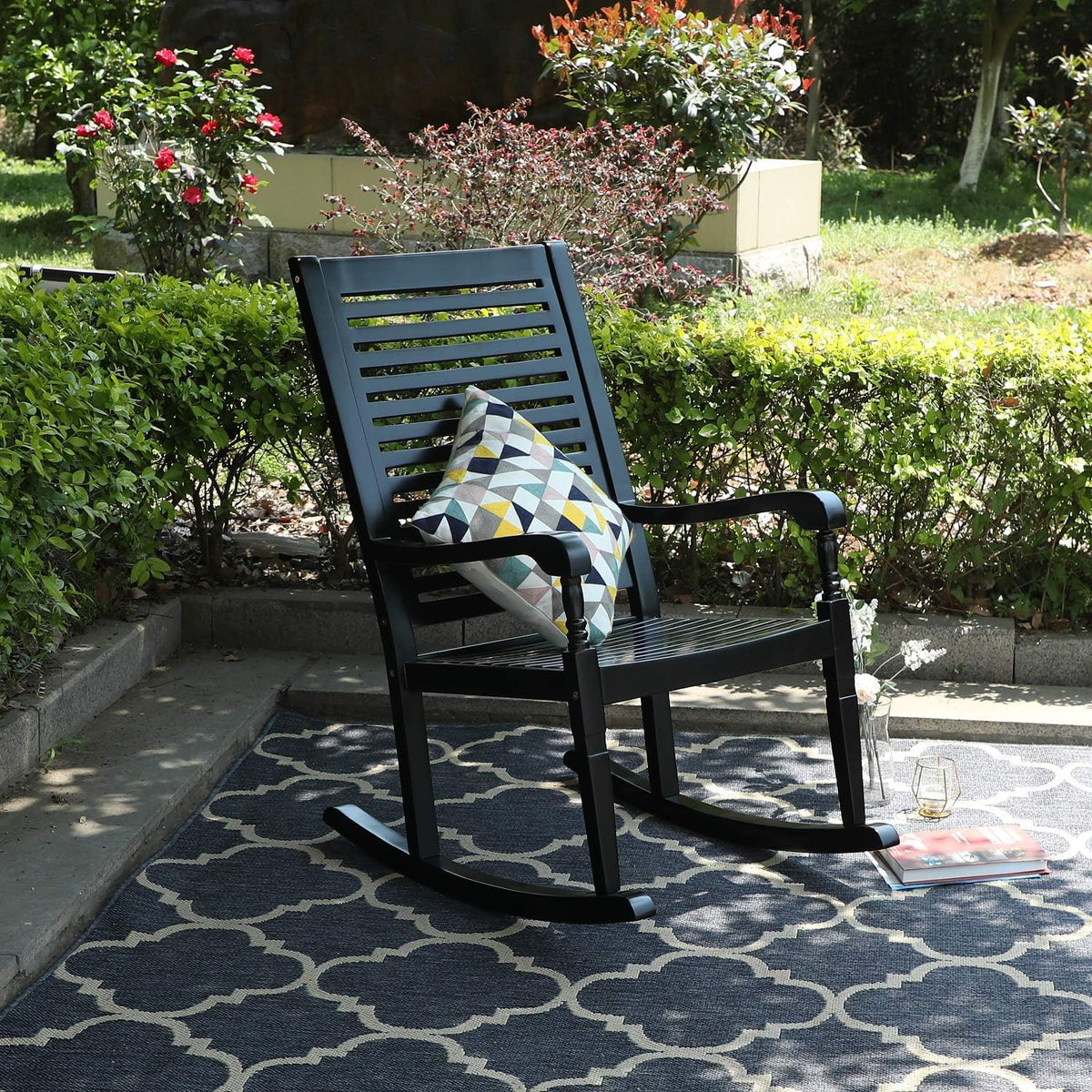 Black Acacia Wood Rocking Chairs Set of 2 S98812