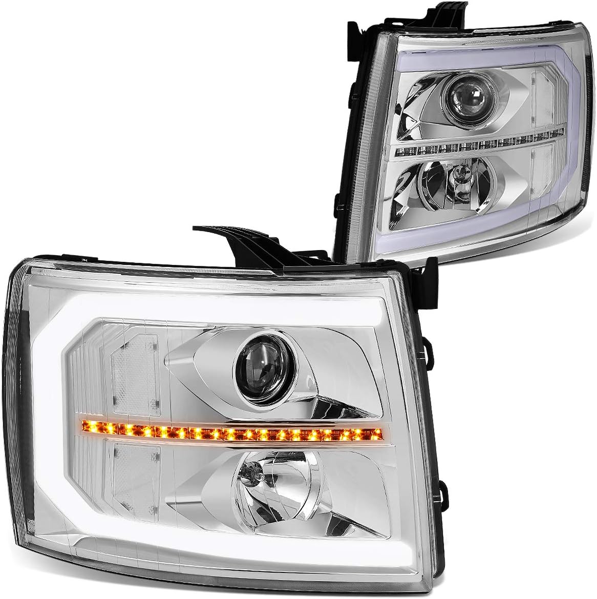 Smoke Lens LED Projector Headlights Assembly for Chevy Silverado O9902
