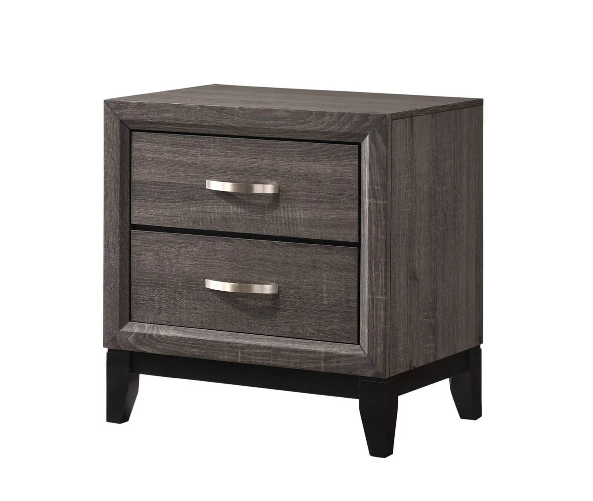 6pc King Size Panel Bed Dresser Mirror Chest Nightstands Bedroom Furniture Set Gray J80575