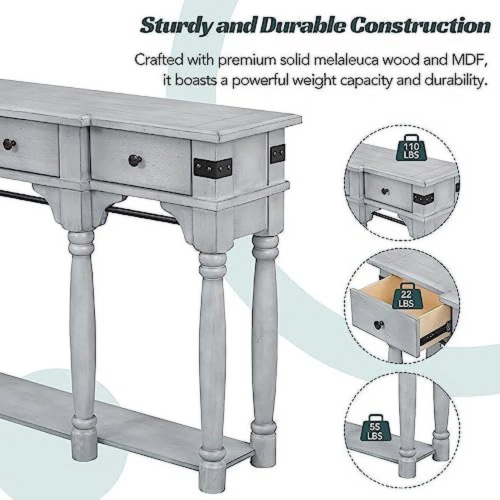 Contemporary Concrete Wood Top Console Table A78248