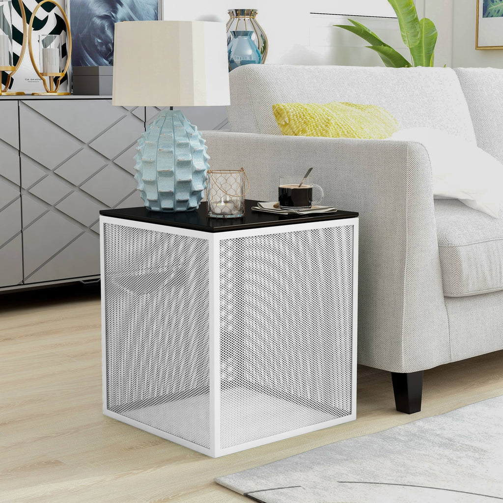 Gray Glass Top Side Table O1763
