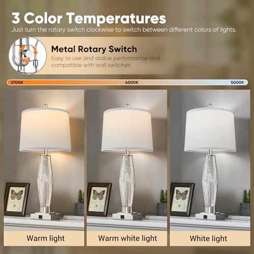 Table Lamps Set of 2 with USB A+C Charging Ports White Shade K33601