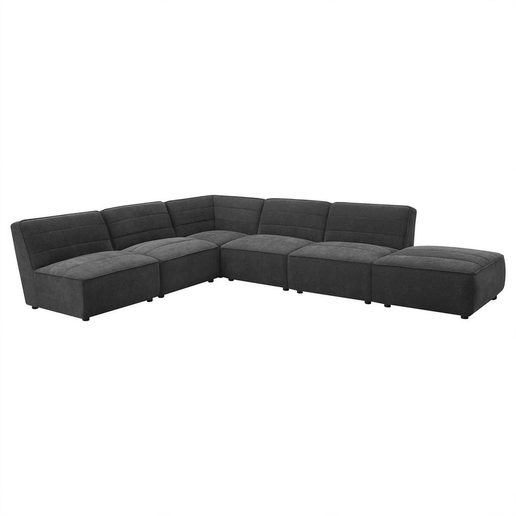 Dark Charcoal Upholstered Square Fabric Ottoman C2144