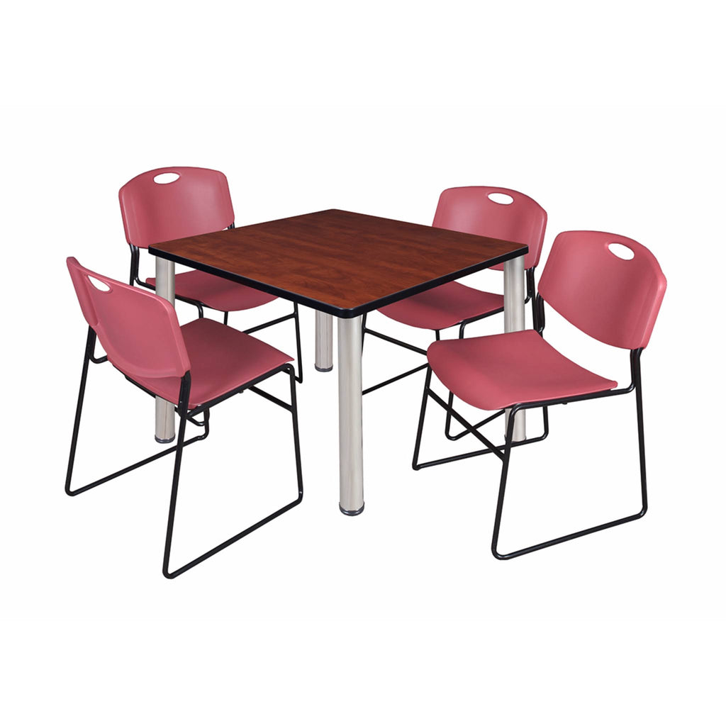 Square Breakroom Table with 4 Stack Chairs U432