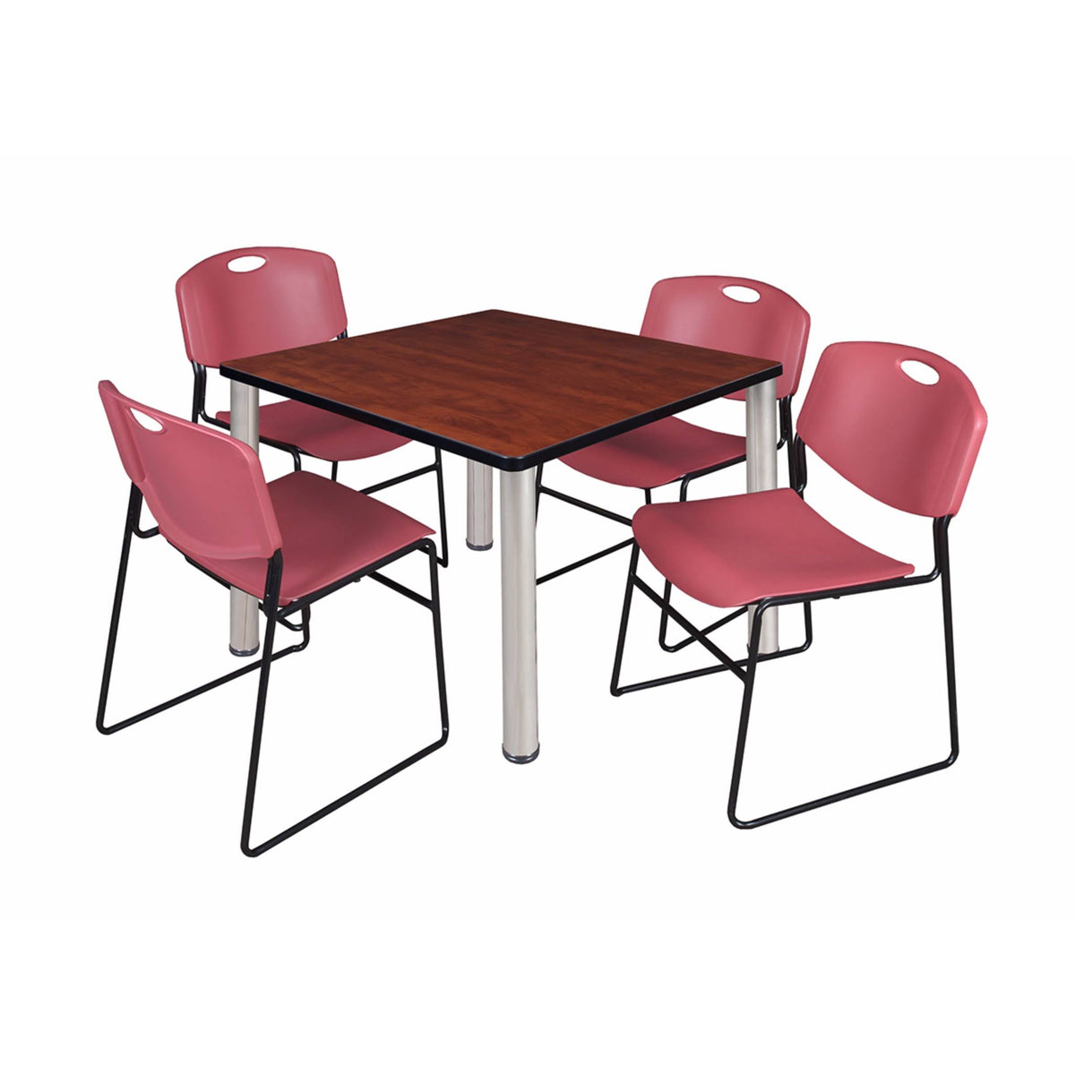Square Breakroom Table with 4 Stack Chairs U432