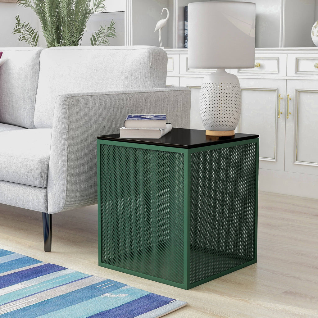 Gray Glass Top Side Table O1763
