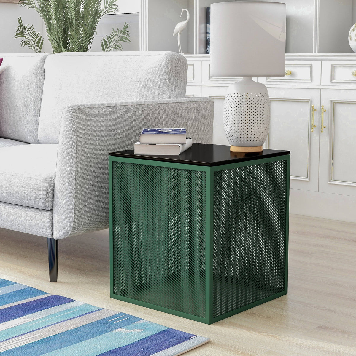 Gray Glass Top Side Table O1763