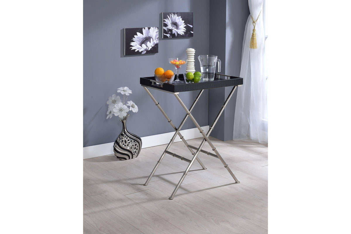 Black & Brushed Nickel Tray Table D69484