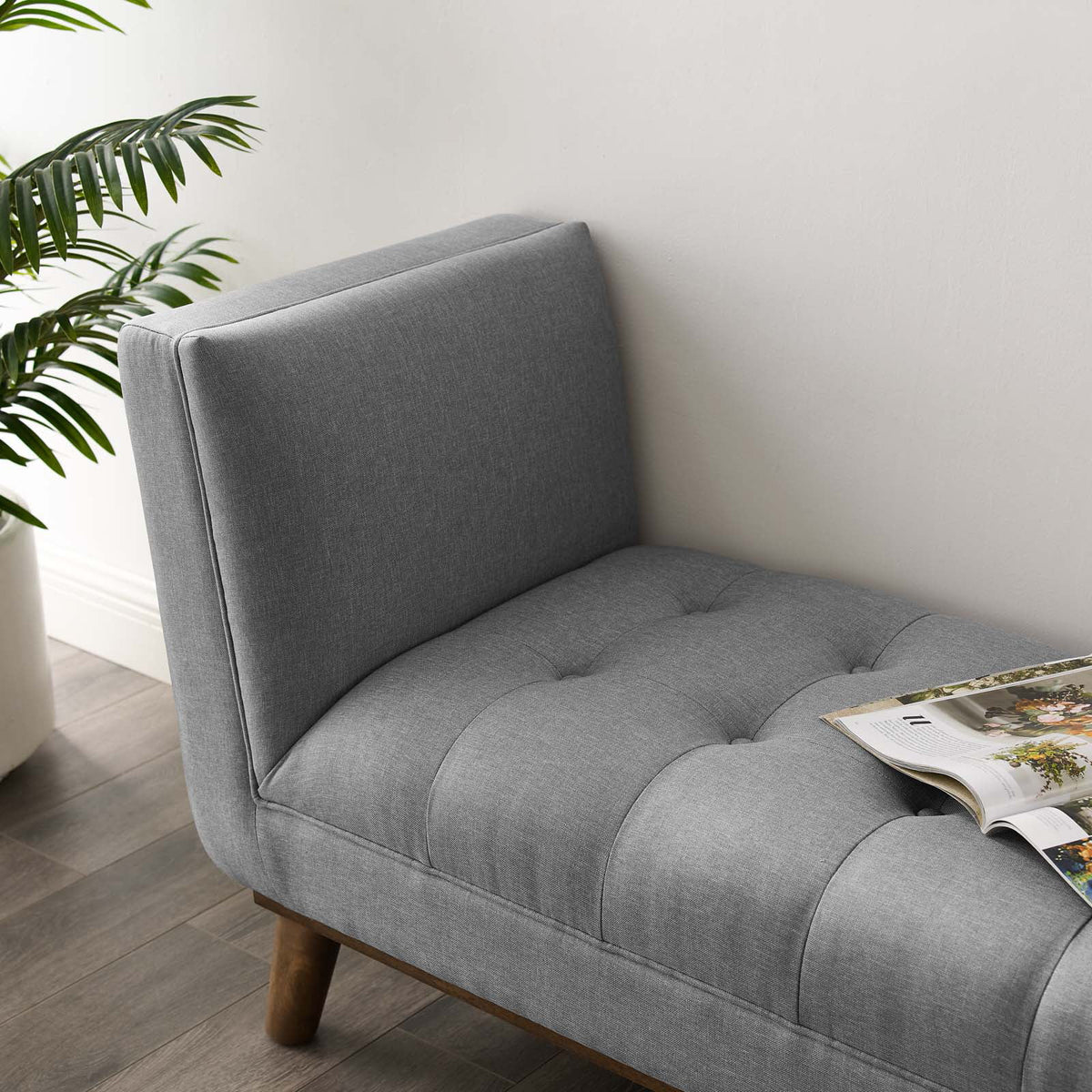 Light Gray Tufted Upholstered Accent Bench C31523