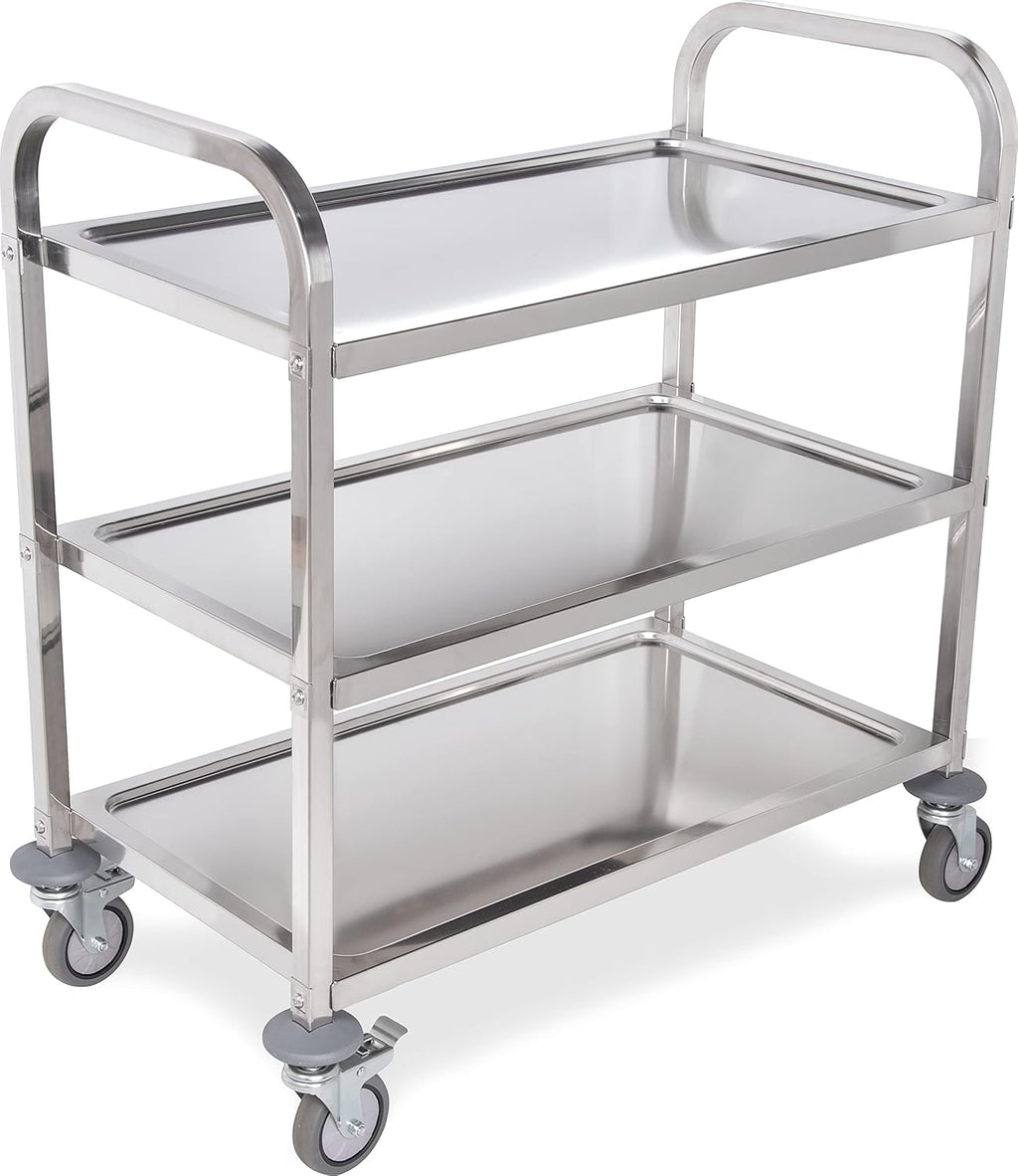 3 Shelf Stainless Steel Utility Cart, 400 Pound Capacity M94739