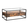 Rustic Brown Glass Coffee Table with 2 Drawers O853727