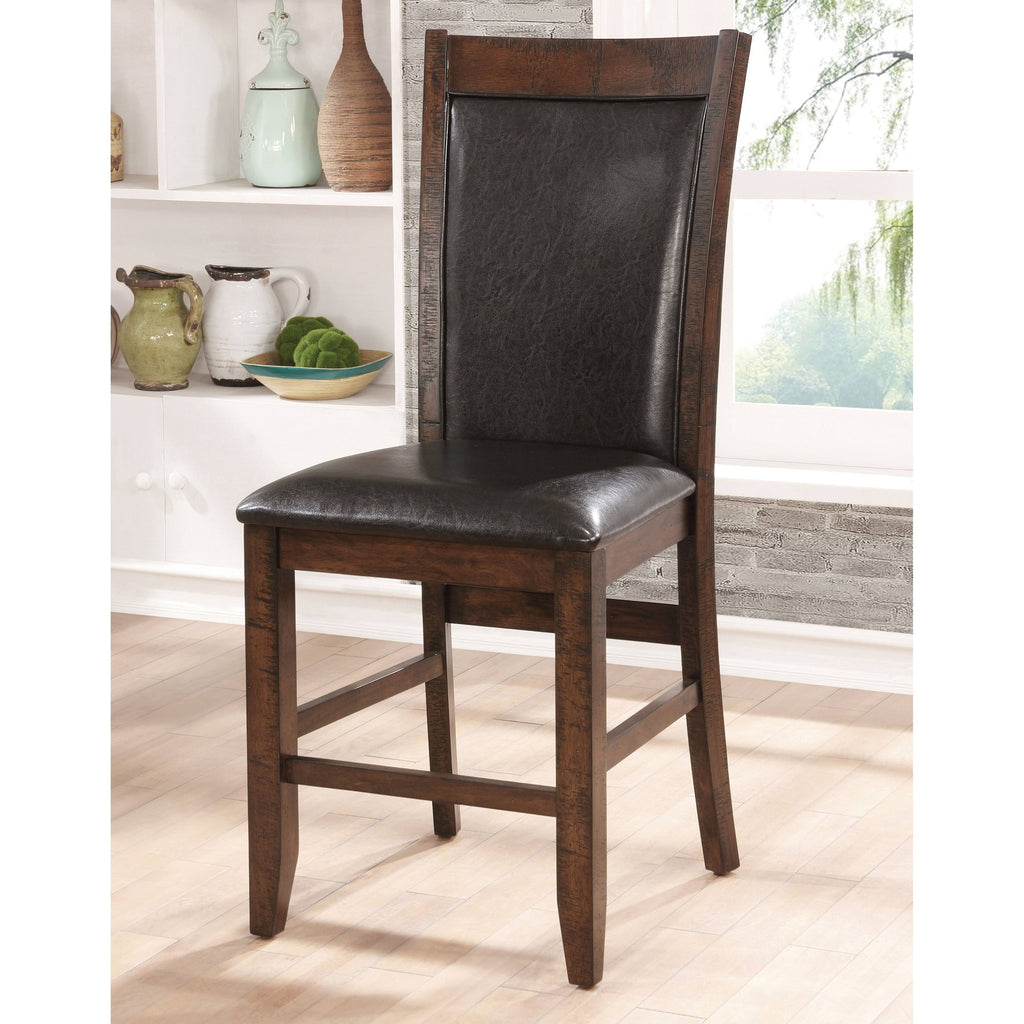 Rustic Contemporary Leatherette Brown Cherry Counter Height Chair A7586