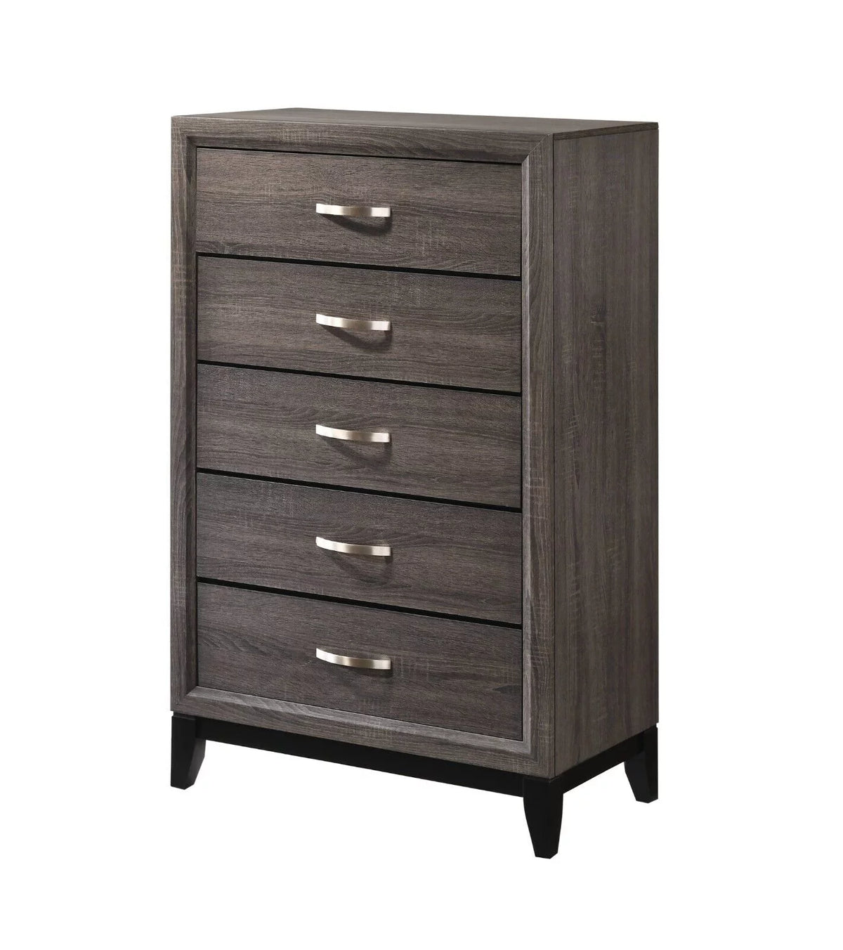 6pc King Size Panel Bed Dresser Mirror Chest Nightstands Bedroom Furniture Set Gray J80575