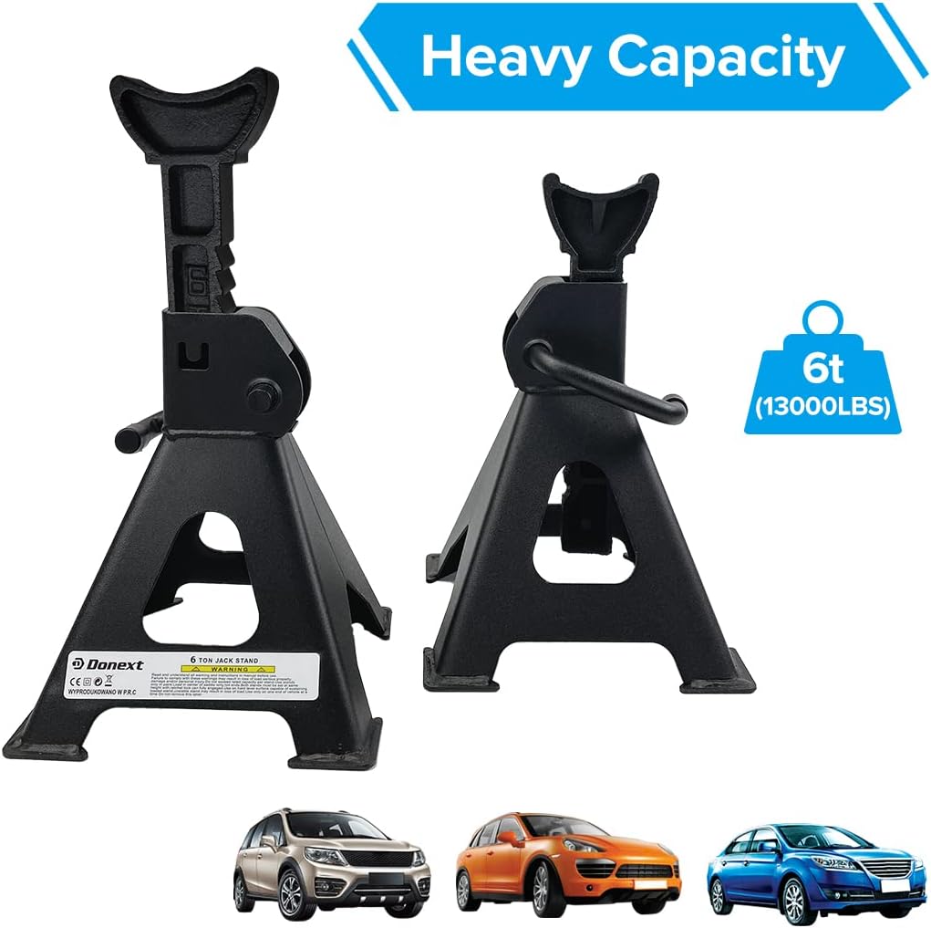 6 Ton Steel Jack Stands 1 Pair Black S513636