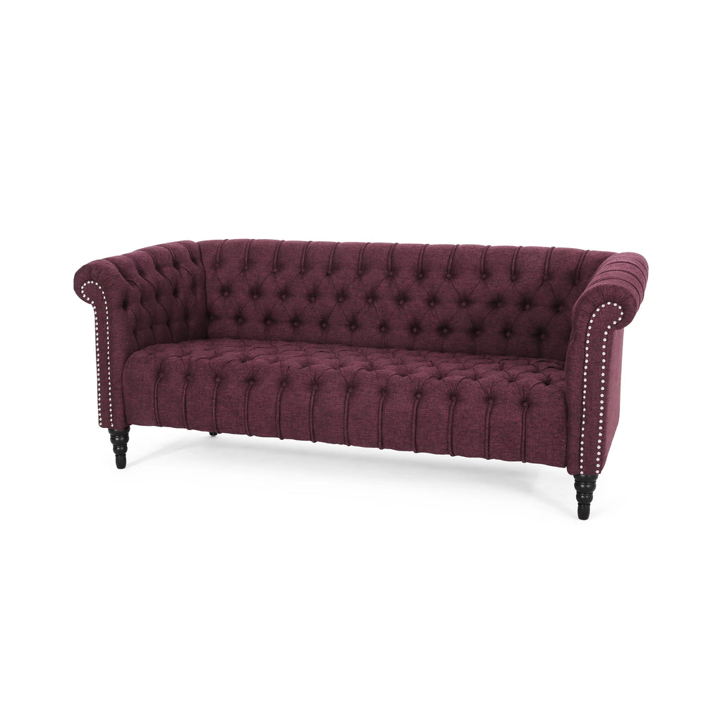 Slate Fabric Tufted 3 Seater Sofa E9202